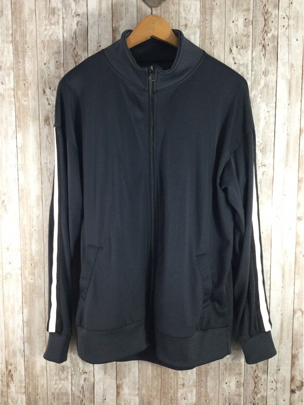 Victoria's Sport Women's L XL  Track Jacket Gray Full Zip Athletic Pockets